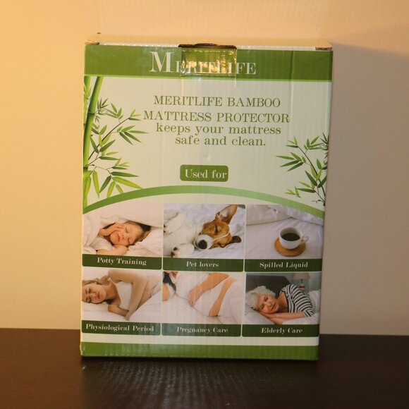 Meritlife bamboo mattress protector twin XL deep pockets fitted NIB - Picture 1 of 5